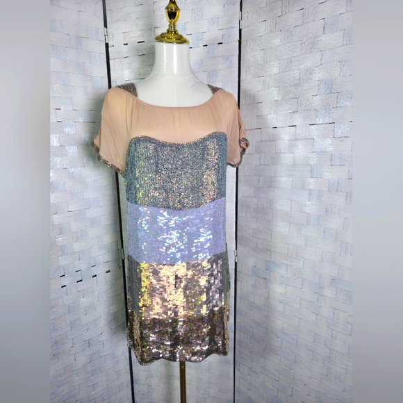 French Connection Sequin Block Mini Dress - Picture 1 of 8